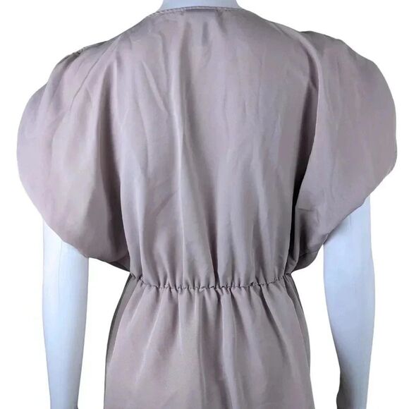 H&M Size 6 Small Light Pink V Neck Short Sleeve Ruffle Elastic Waist Midi Dress - Picture 8 of 8